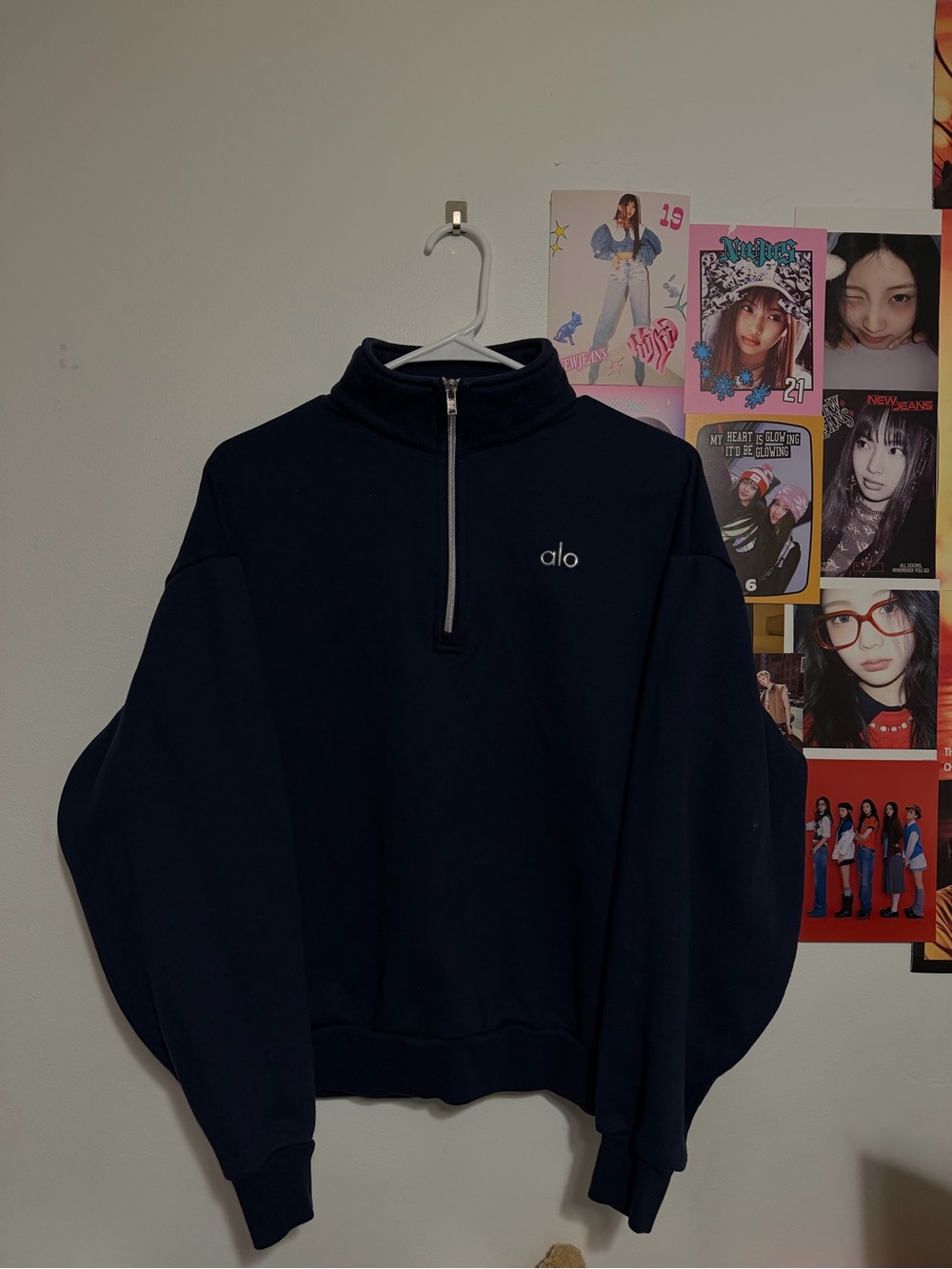 ALO Yoga Navy Half-Zip V-Neck Sweater